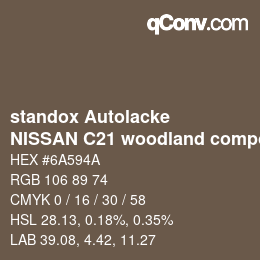 Código de color: standox Autolacke - NISSAN C21 woodland composite brown OEM2005 | qconv.com