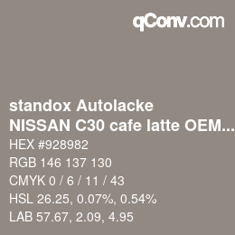 Color code: standox Autolacke - NISSAN C30 cafe latte OEM2005 | qconv.com