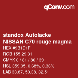 Color code: standox Autolacke - NISSAN C70 rouge magma | qconv.com