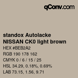 Color code: standox Autolacke - NISSAN CK0 light brown | qconv.com