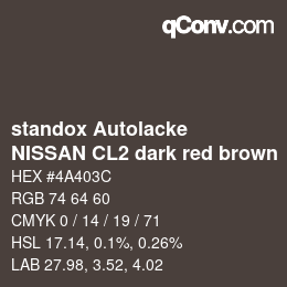 Color code: standox Autolacke - NISSAN CL2 dark red brown | qconv.com