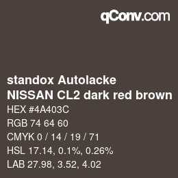 Code couleur: standox Autolacke - NISSAN CL2 dark red brown | qconv.com