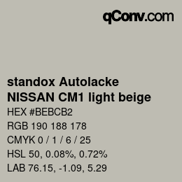 Color code: standox Autolacke - NISSAN CM1 light beige | qconv.com
