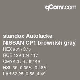 Color code: standox Autolacke - NISSAN CP1 brownish gray | qconv.com