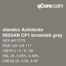 Color code: standox Autolacke - NISSAN CP1 brownish gray | qconv.com