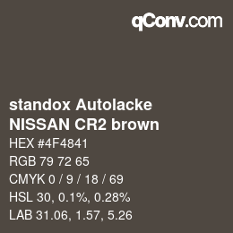 Color code: standox Autolacke - NISSAN CR2 brown | qconv.com