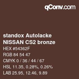 Farbcode: standox Autolacke - NISSAN CS2 bronze | qconv.com