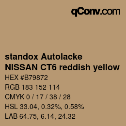 Farbcode: standox Autolacke - NISSAN CT6 reddish yellow | qconv.com
