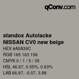 Código de color: standox Autolacke - NISSAN CV0 new beige | qconv.com