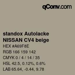 Color code: standox Autolacke - NISSAN CV4 beige | qconv.com