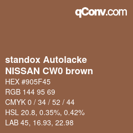 Código de color: standox Autolacke - NISSAN CW0 brown | qconv.com