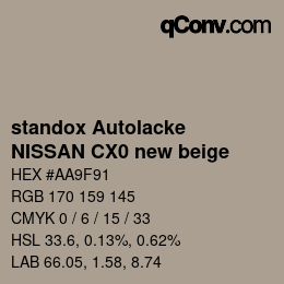 カラーコード: standox Autolacke - NISSAN CX0 new beige | qconv.com
