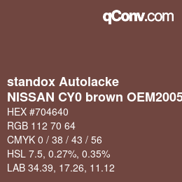 Color code: standox Autolacke - NISSAN CY0 brown OEM2005 | qconv.com