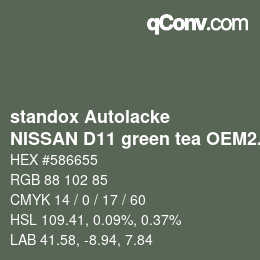 カラーコード: standox Autolacke - NISSAN D11 green tea OEM2005 | qconv.com