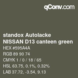 Color code: standox Autolacke - NISSAN D13 canteen green | qconv.com