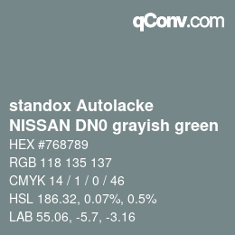 Color code: standox Autolacke - NISSAN DN0 grayish green | qconv.com