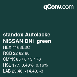 Color code: standox Autolacke - NISSAN DN1 green | qconv.com
