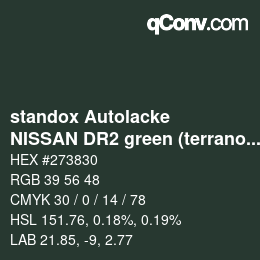 Code couleur: standox Autolacke - NISSAN DR2 green (terrano) | qconv.com