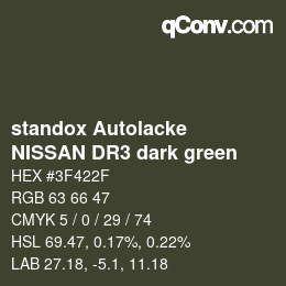 Color code: standox Autolacke - NISSAN DR3 dark green | qconv.com