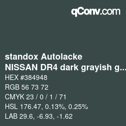 Farbcode: standox Autolacke - NISSAN DR4 dark grayish green | qconv.com
