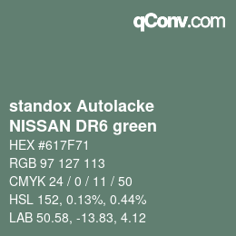 Farbcode: standox Autolacke - NISSAN DR6 green | qconv.com