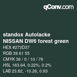 カラーコード: standox Autolacke - NISSAN DW6 forest green | qconv.com