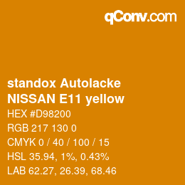 Code couleur: standox Autolacke - NISSAN E11 yellow | qconv.com