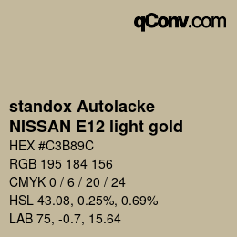 Color code: standox Autolacke - NISSAN E12 light gold | qconv.com