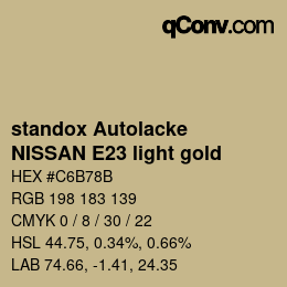 カラーコード: standox Autolacke - NISSAN E23 light gold | qconv.com
