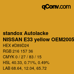Color code: standox Autolacke - NISSAN E33 yellow OEM2005 | qconv.com