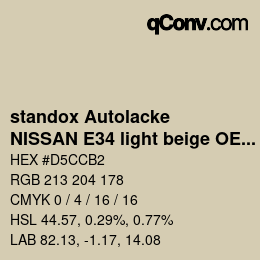 Código de color: standox Autolacke - NISSAN E34 light beige OEM2005 | qconv.com