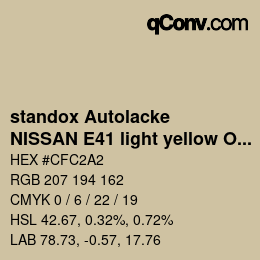 Code couleur: standox Autolacke - NISSAN E41 light yellow OEM 2006 | qconv.com