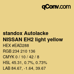 Farbcode: standox Autolacke - NISSAN EH2 light yellow | qconv.com