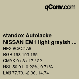 Código de color: standox Autolacke - NISSAN EM1 light grayish yellow | qconv.com