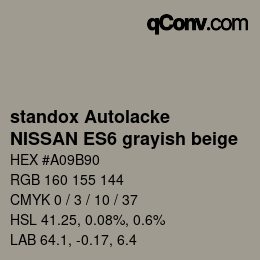 Color code: standox Autolacke - NISSAN ES6 grayish beige | qconv.com