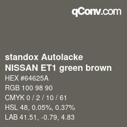 カラーコード: standox Autolacke - NISSAN ET1 green brown | qconv.com