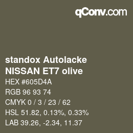 Color code: standox Autolacke - NISSAN ET7 olive | qconv.com