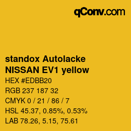 Color code: standox Autolacke - NISSAN EV1 yellow | qconv.com
