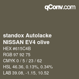 カラーコード: standox Autolacke - NISSAN EV4 olive | qconv.com