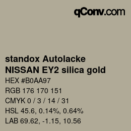 カラーコード: standox Autolacke - NISSAN EY2 silica gold | qconv.com