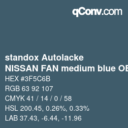 Color code: standox Autolacke - NISSAN FAN medium blue OEM 2006 | qconv.com