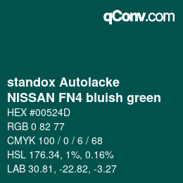 カラーコード: standox Autolacke - NISSAN FN4 bluish green | qconv.com