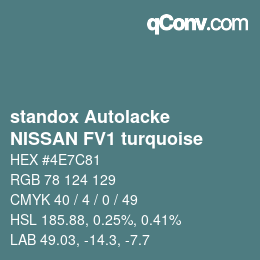 Color code: standox Autolacke - NISSAN FV1 turquoise | qconv.com