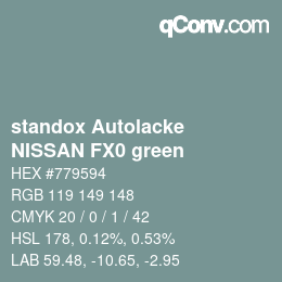 Color code: standox Autolacke - NISSAN FX0 green | qconv.com