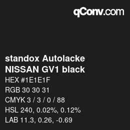 Código de color: standox Autolacke - NISSAN GV1 black | qconv.com