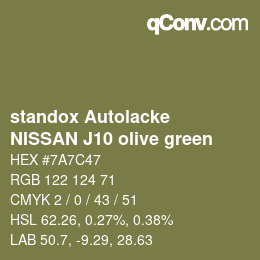 Farbcode: standox Autolacke - NISSAN J10 olive green | qconv.com