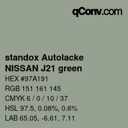 Color code: standox Autolacke - NISSAN J21 green | qconv.com