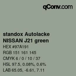 Color code: standox Autolacke - NISSAN J21 green | qconv.com