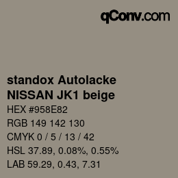 Código de color: standox Autolacke - NISSAN JK1 beige | qconv.com