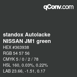 Code couleur: standox Autolacke - NISSAN JM1 green | qconv.com